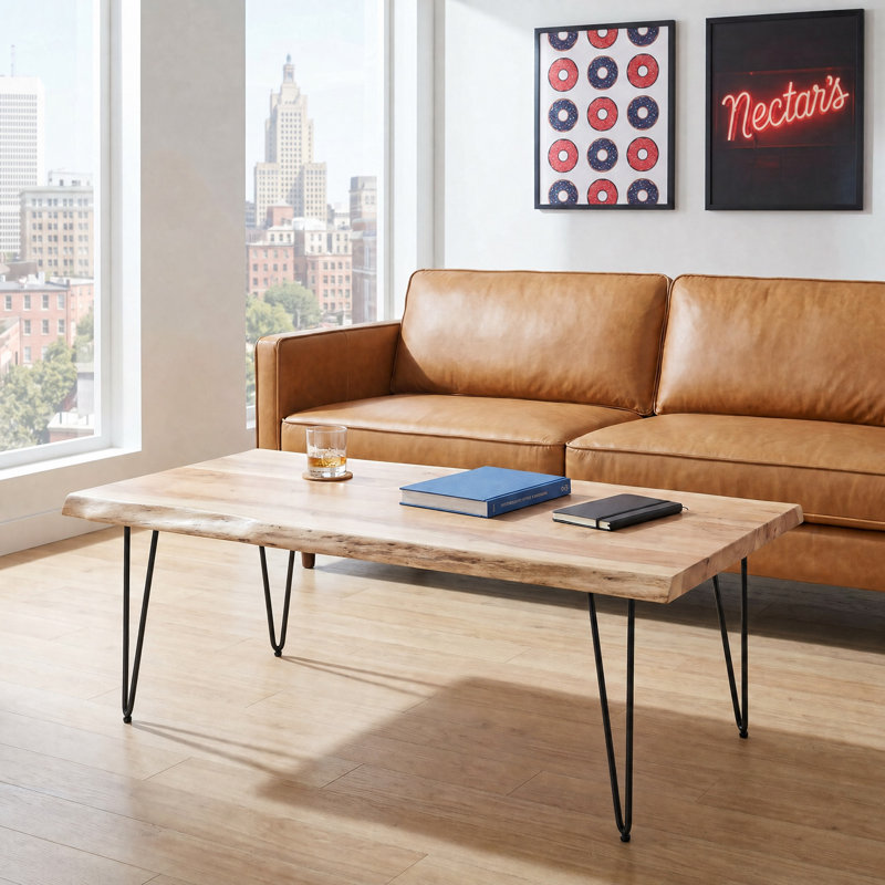Cartan Solid Wood Top Single Coffee Table, Slate