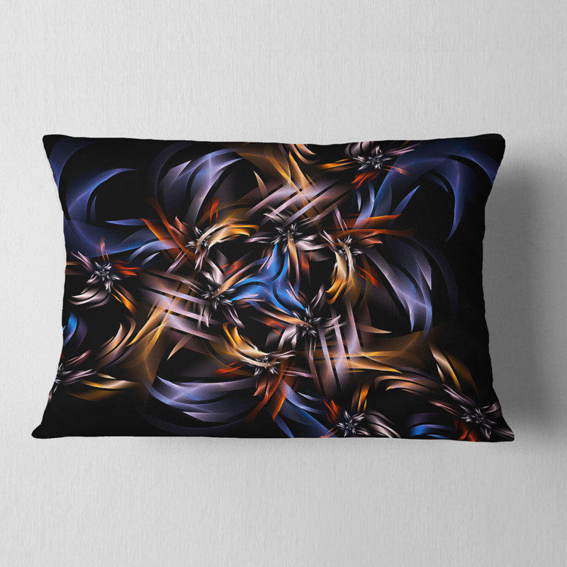 Art fractal bleu clair et foncé - coussin imprimé abstrait