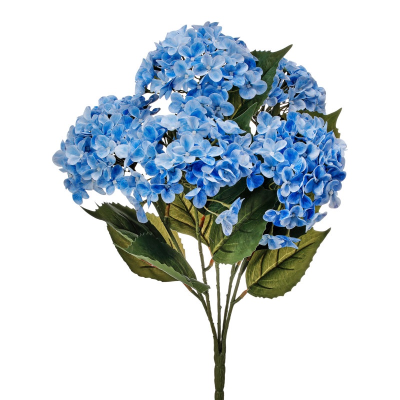 Arrangement d'hortensias, touche naturelle, Bleu