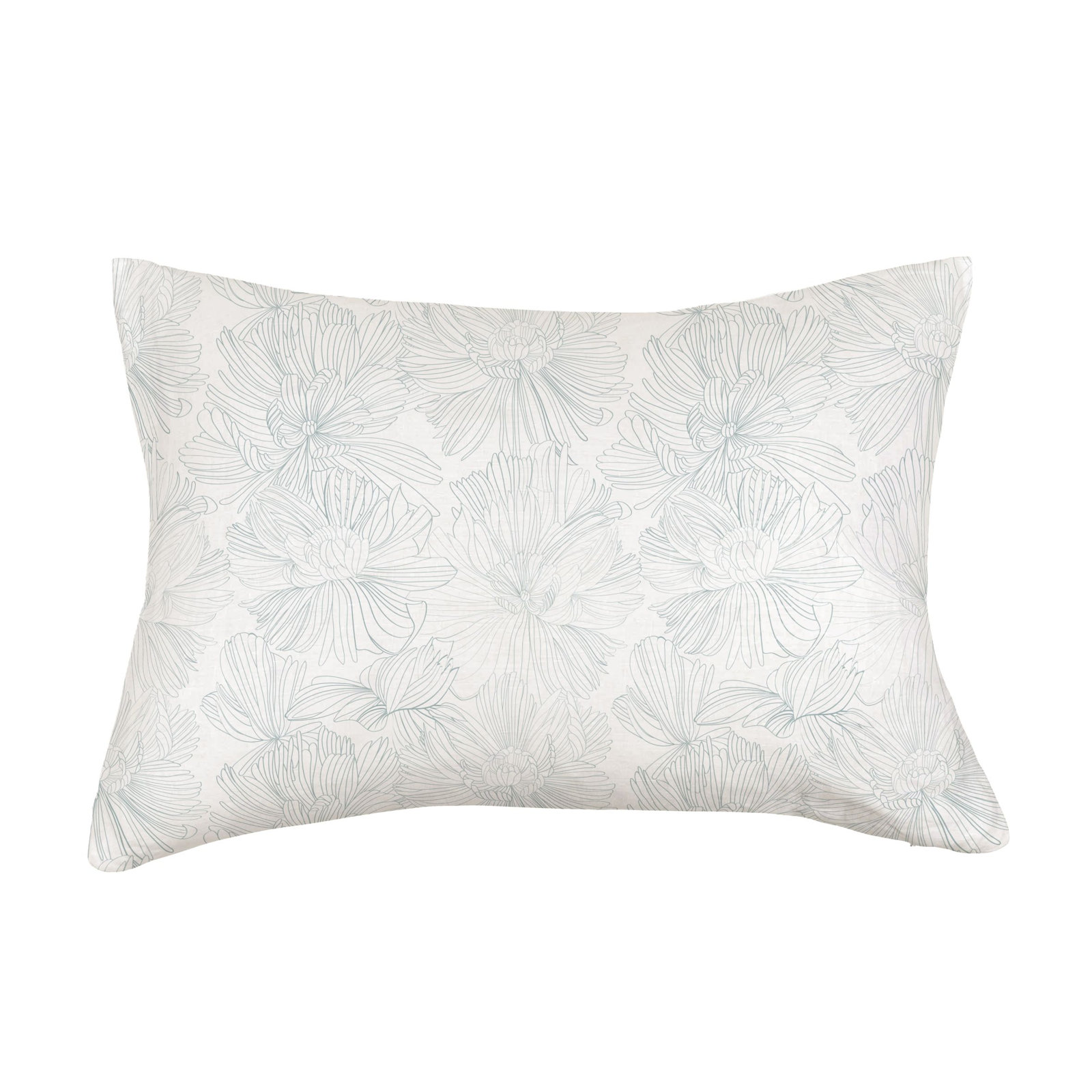 100% French Linen Pillowcase Set, King Pillowcase, Cream/Wave Floral