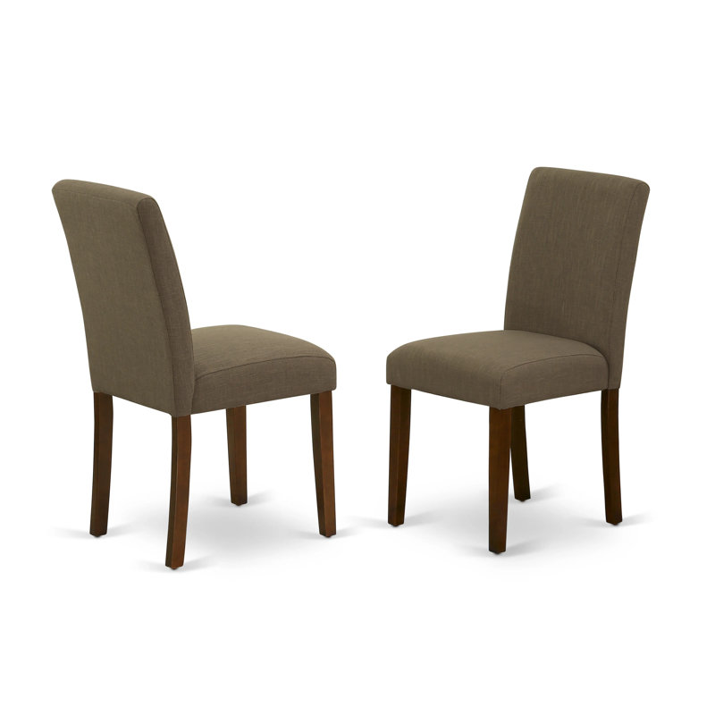 Chaises de salle à manger Abbott Parson - Ensemble de 2 chaises rembourrées en lin café, acajou, Mahogany Linen , Brun