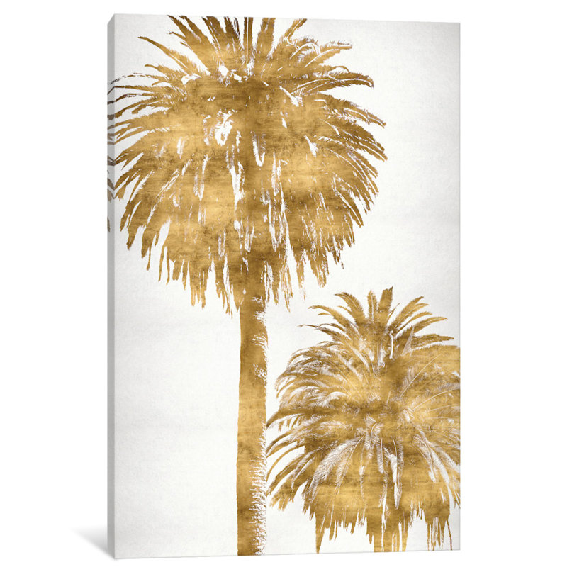 «Golden Palms Panel III» par Kate Bennett, reproduction d'art sur toile tendue, Papier d'art encadré noir, Blanc