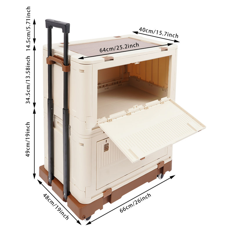 Foldable Cart With Two Storage Boxes, Brown