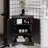 Black Triangle Bathroom Storage Cabinet With Adjustable Shelves, Freestanding Floor Cabinet For Home Kitchen-1254954505