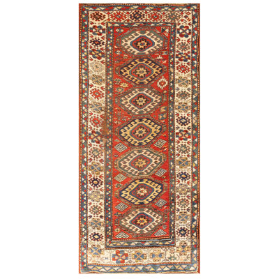Antique Tribal Caucasian Rustic Geometric Kazak Rug