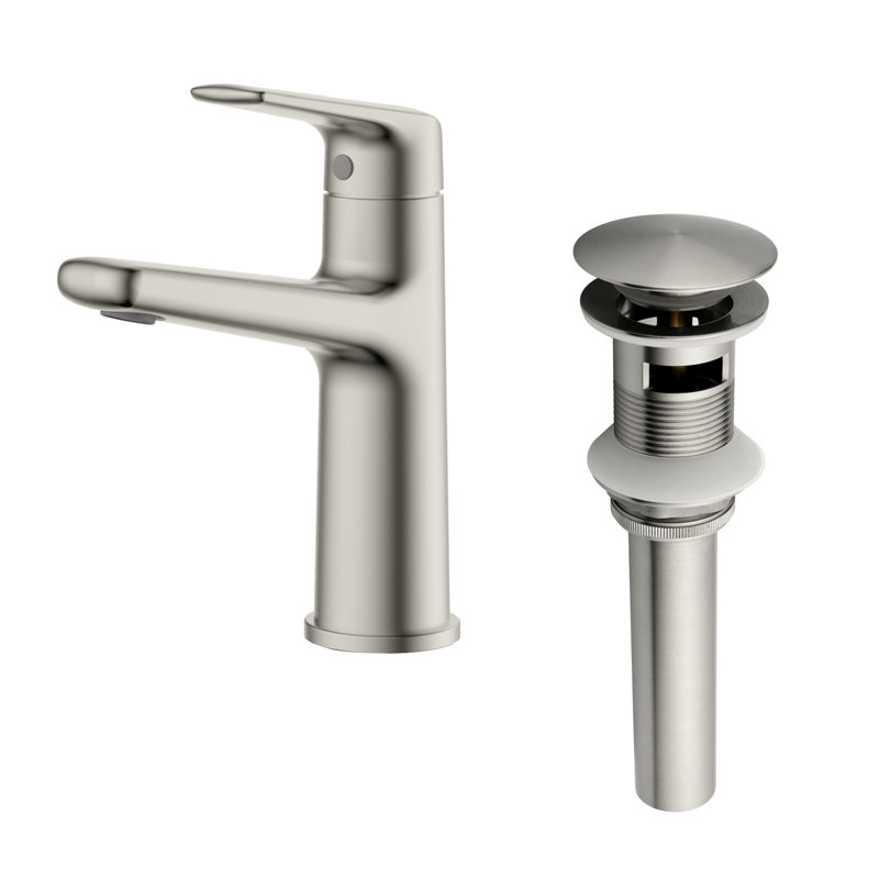 Solid Brass Single-Handle Bathroom Faucet With Pop-Up Drain, Cupc Certified Ceramic Cartridge, Brushed Nickel