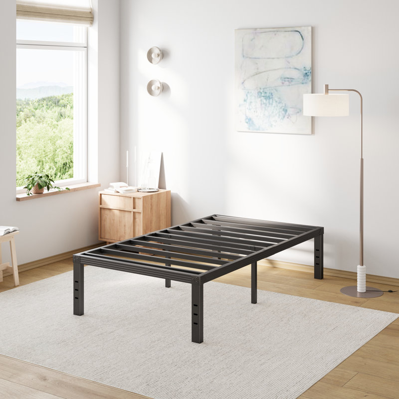 Heavy Duty  Metal Platform Bed Frame With Storage, Box Spring Not Required, Noise Free, Twin