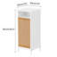 Armoire de salle de bain avec façade et panier en bambou - naturel / blanc