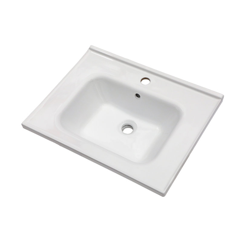 Plateau de meuble-lavabo simple blanc 23,63 po x 18,63 po avec 1 trou de robinet et trop-plein (lavabo seulement)
