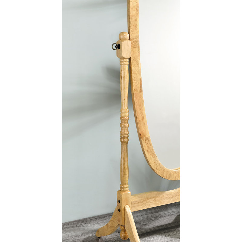 Miroir sur pied 57,57 "en bois avec finition naturelle, ovale. Miroir réglable. S'incline facilement à n'importe quel angle. Miroir de guide d'assemblage simple, complet. Installation facile