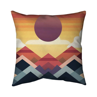 Peace Mountain Outdoor Throw Pillow | Patterns Mountains – Outdoor Throw Pillow with Insert, Weather-Resistant