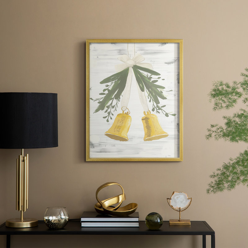«Christmas Holiday Art» CECXIV, reproduction d'art encadrée - bois massif, H 15 po x l 12 po, Doré