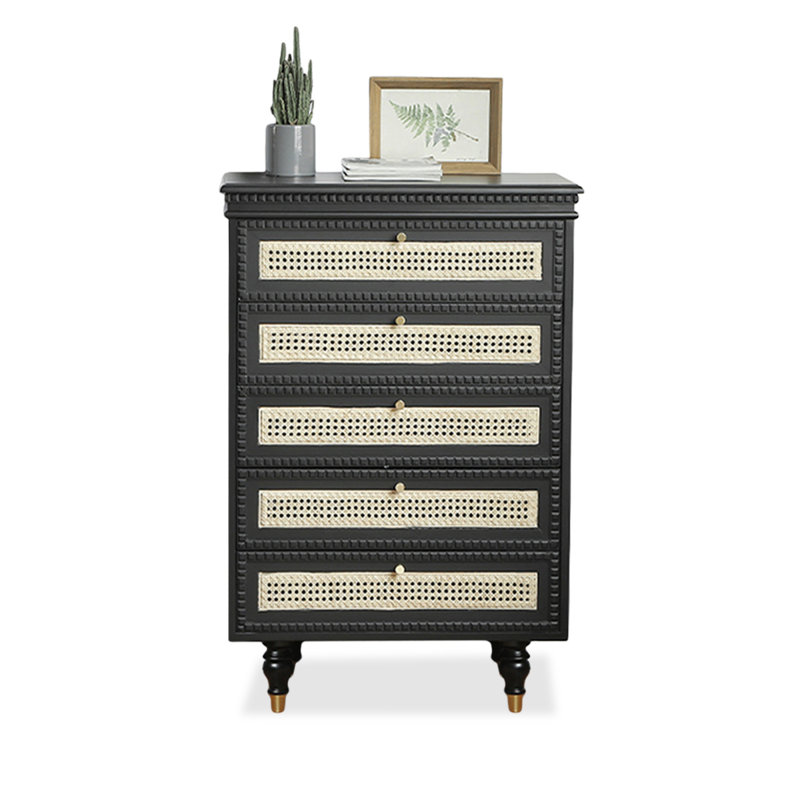 Armoire d'appoint en bois manufacturé noir massif