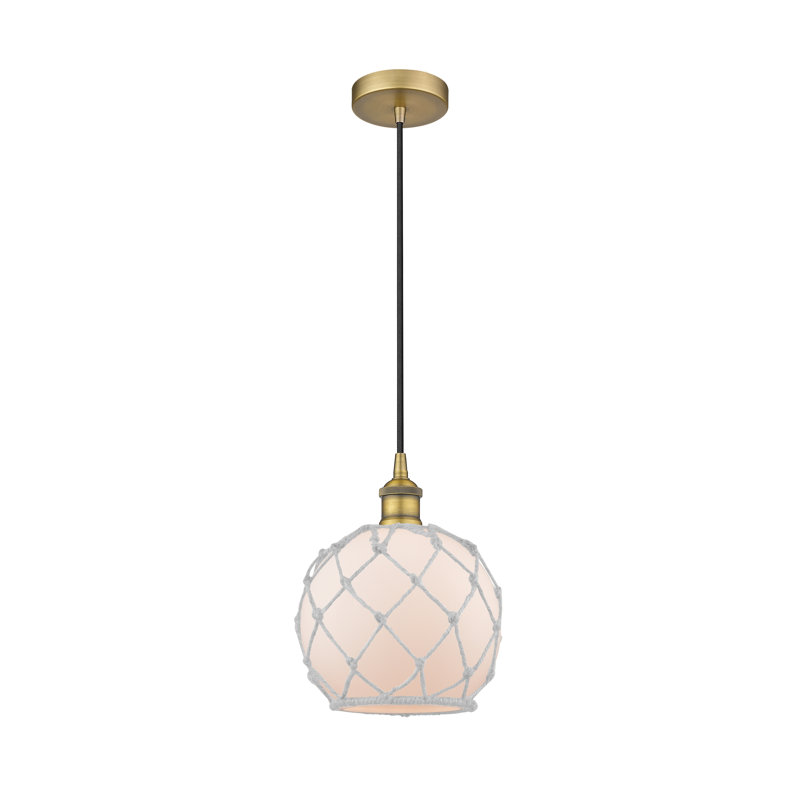 Haytham 1 - Light Single Pendant, White/White, Brushed Brass