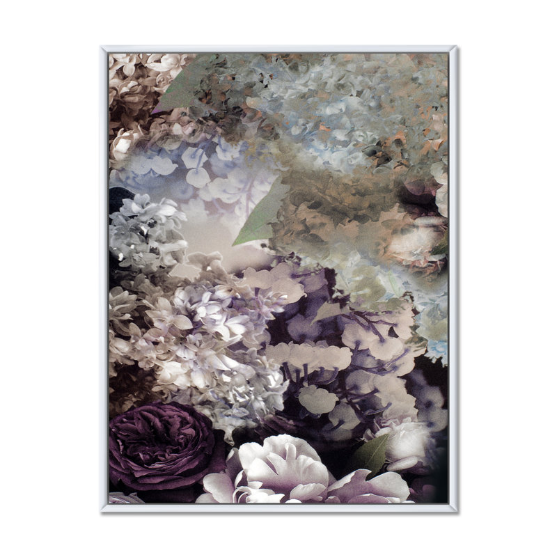 Tissu grung rose pâle en soie - reproduction sur toile, H 20 po x l 12 po, Cadre flottant blanc