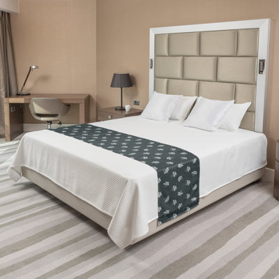 Ambesonne Floral Bed Runner Snow Holidays Rowanberry Dark Grey and Seafoam