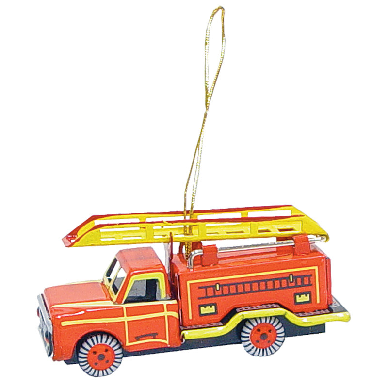 Ornement figurine suspendu camion-feu tin
