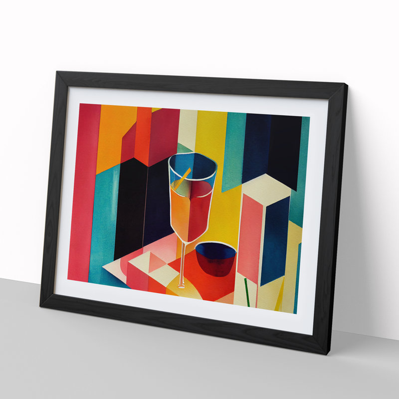 Watercolour Cocktail Painting Vol.1 Abstract - Single Picture Frame Print, Black, 25cm H x 34cm W x 2cm D