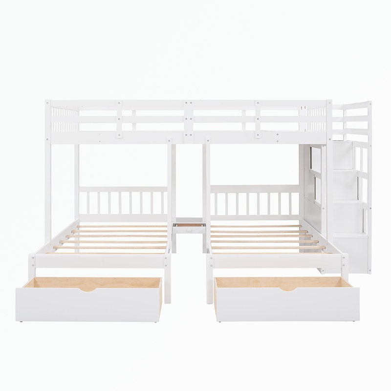 Lit superposé simple au-dessus de simple au dessus d'un lit double Haelan par Harriet Bee