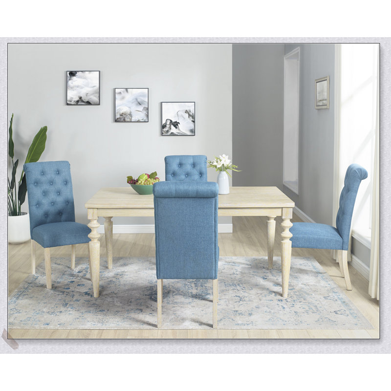 Ensemble de salle à manger Amonia, 5 pièces: table, 4 chaises, Sarcelle