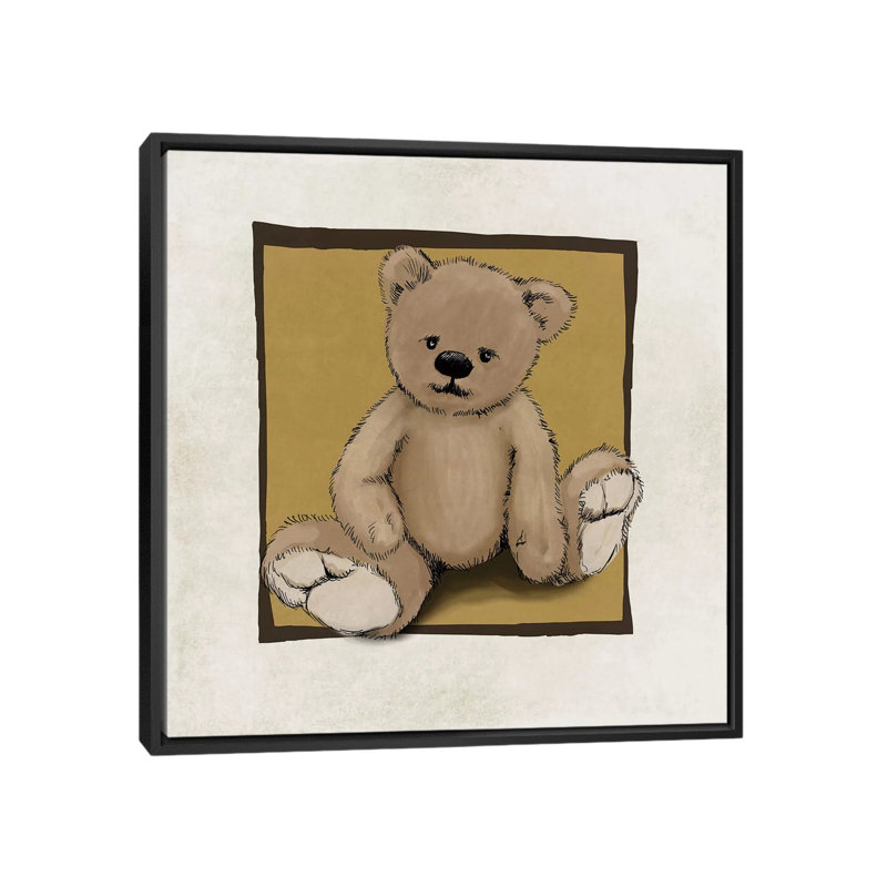 « teddy bear », impression sur toile, Toile encadrée noire, H 5 po x l 18 po x P 18 po, Pas de tapis