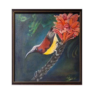 The Sunbird | Acrylic And Oil On Canvas | By Alka Sengar | With Frame