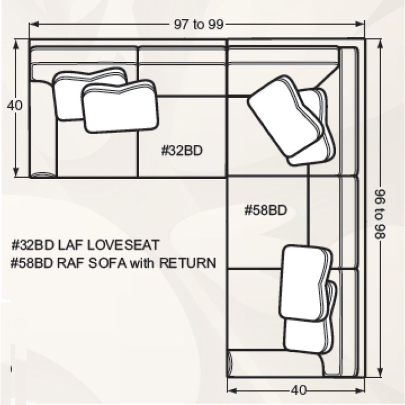 Canapé modulaire 98 po