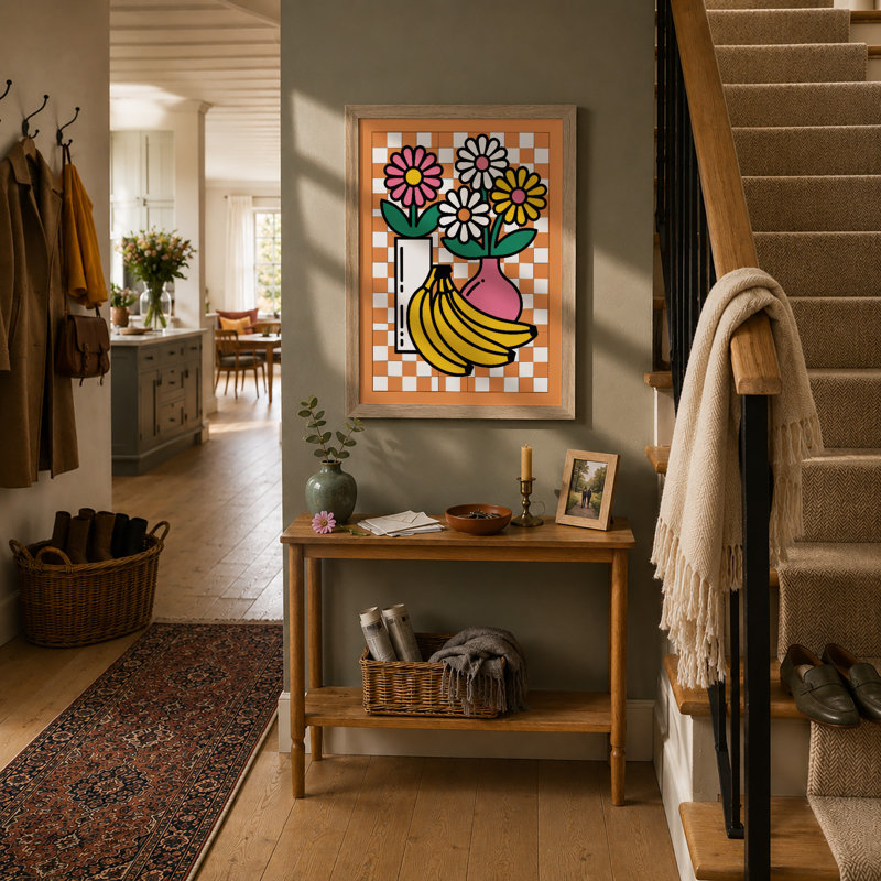 Flowers With Fruit Modern - Print, Oak, A4 - 29.7 x 21.0 cm