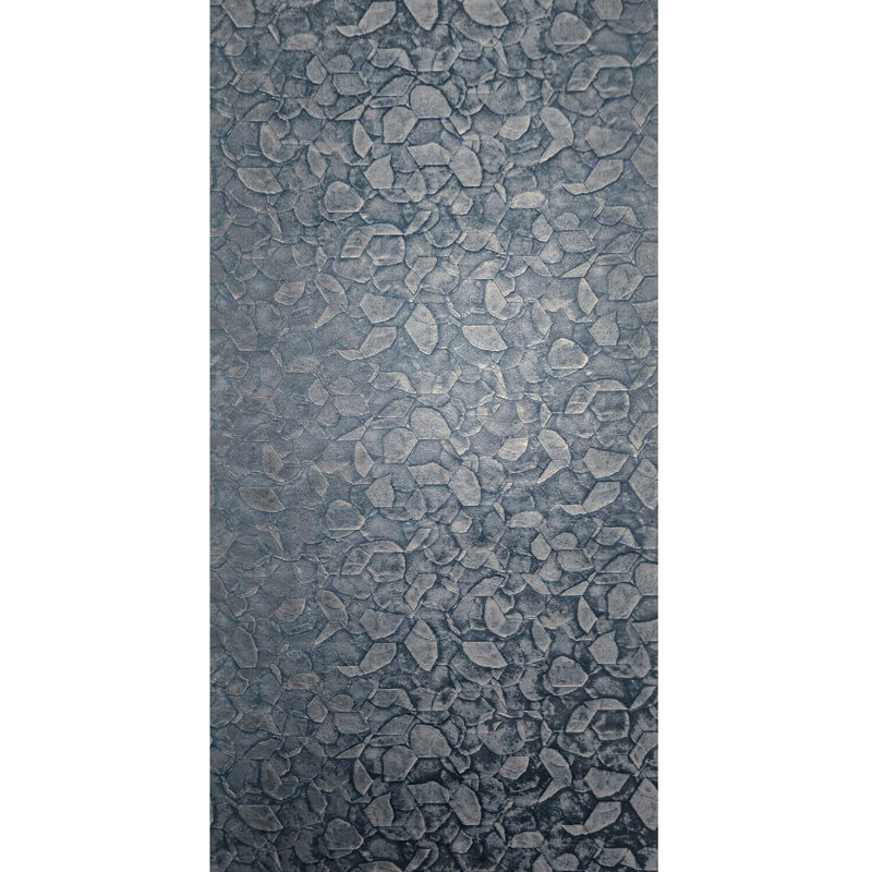 Dieudson Distressed blue brass metallic faux rocks stone plaster wallpaper