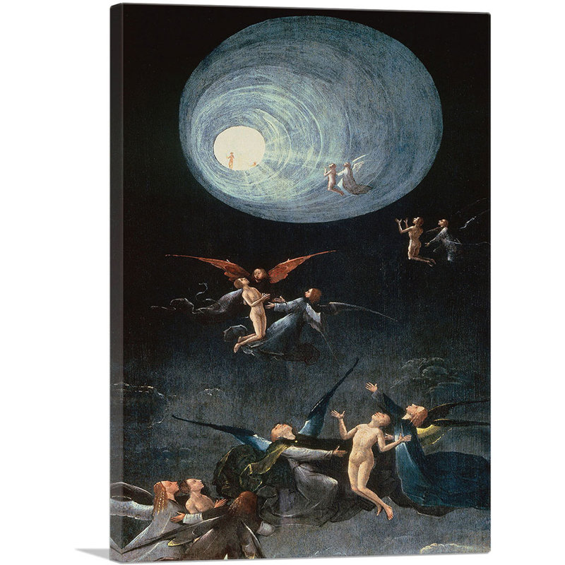 " Visions From The Hereafter The Ascent Into The Highest Heaven " by Hieronymus Bosch Painting Print, 26" H x 18" W x 1.5" D