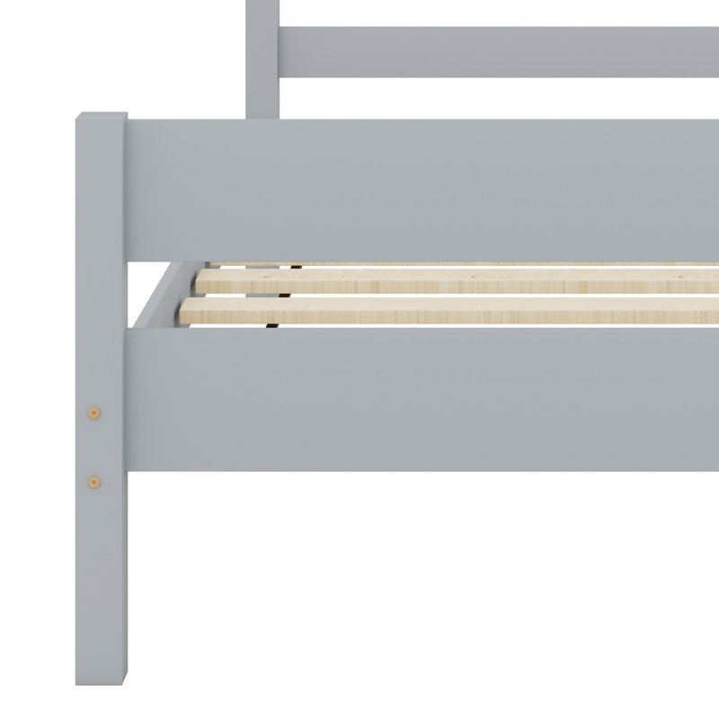 Lit en bois avec tête et pied de lit, Gris