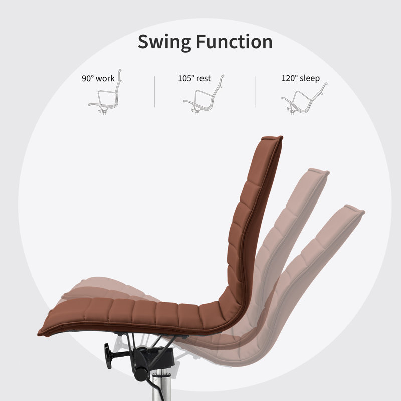 Modern Drafting Chair | Upholstered PU Leather Ribbed Armless Mid Back with Tall Adjustable Base & Leg Rest | Tilt Lock, Swivel | Computer, Home, Executive, Conference, Meetings 