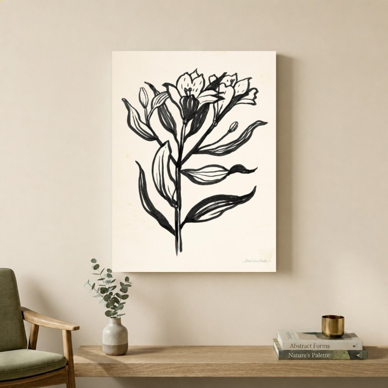 «Ink Flower I Cream» par Sara Zieve Miller - Impression sur toile