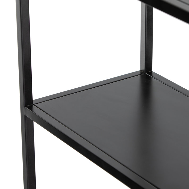 Tall Black Iron Etagere Bookcase with Arched Top
