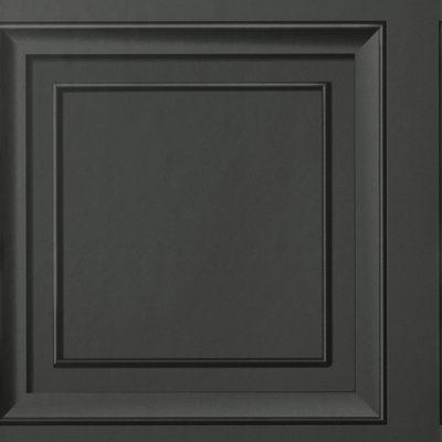 Distinctive Dark Grey Square Panel Wallpaper