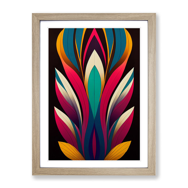 A Surreal Abstract Feather No.1 - Framed Print, 64cm H x 46cm W x 2cm D, Oak Framed
