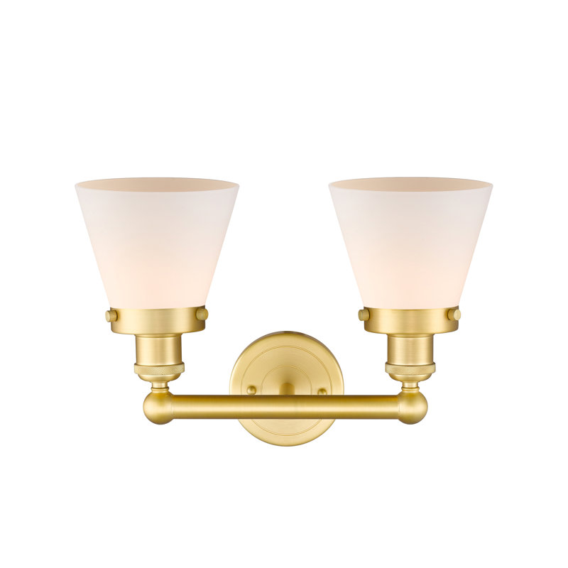 Éclairage pour meuble-lavabo à 2 lumières à intensité variable Cornville, Blanc mat, Or satiné