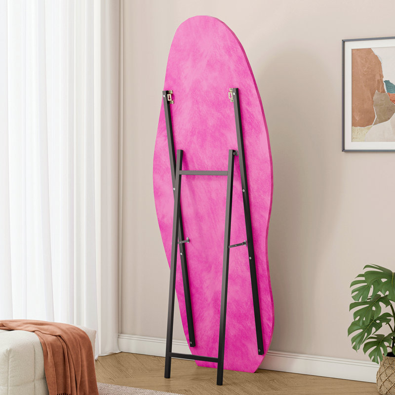 Full Length Mirror, 63" X 24" Floor Mirror/ Wall Mirror, Flannel Wrapped Wooden Frame Floor Mirror, Irregular Wavy Mirror Standing/Halling Large Wall Mirror