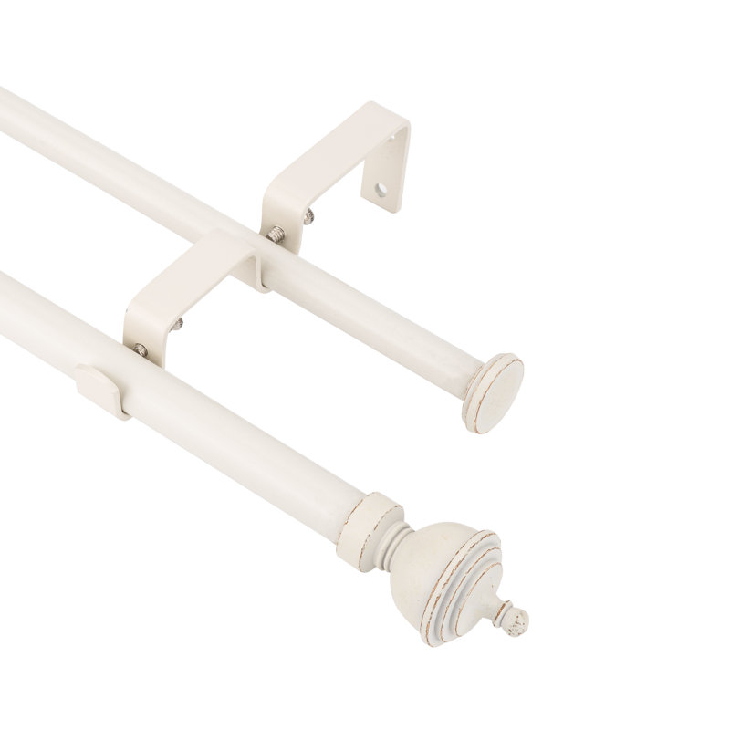 Tringle à rideaux double réglable en acier Arinze, 48" - 84", Blanc