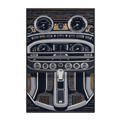 Machine Washable Transportation Gray Area Rug