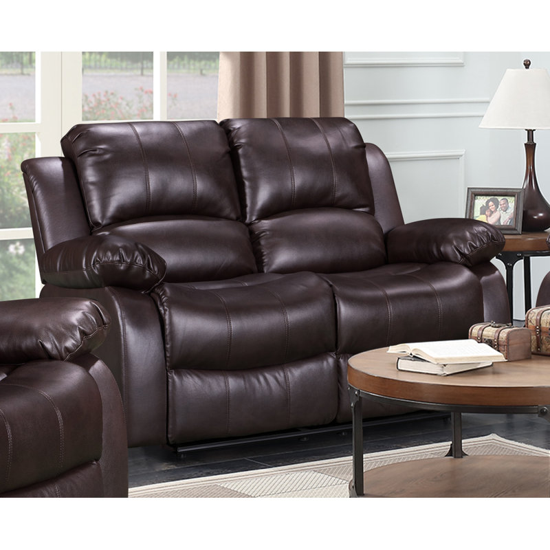 Shewmaker Faux Leather Reclining Sofa, 2, Brown