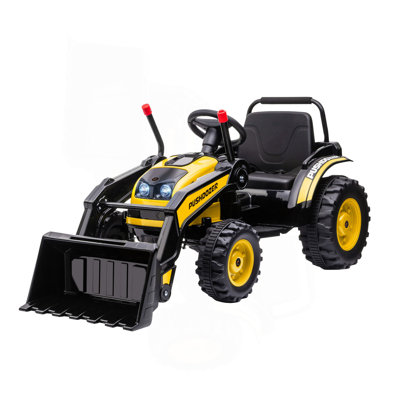 6V Kids Ride On Excavator, Bulldozer, Electric Construction Vehicle, Rechargeable Battery Powered Truck With Adjustable Bucket, High/Low Speed, Realistic Sound And Headlights
