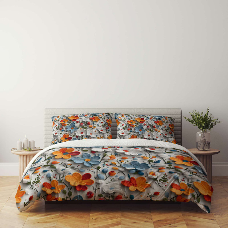 Premium Single Quilt Cover Set, 70% Polyester / 30% Cotton, Duvet Cover 55.1 x 78.7 inches & Pillowcase 23.6 x 23.6 inches | Machine Washable, 120 Thread Count, Button Closure for Duvet, Envelope Closure for Pillowcase