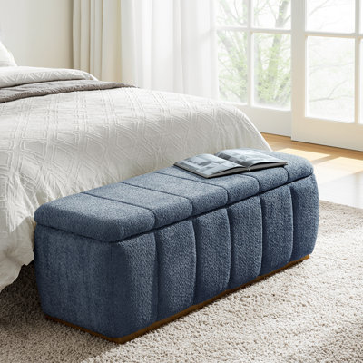 Vanesa 50.5"W Modern Chenille Fully Assemble Upholstered Filp-Top Storage Bench With Solid Wood Base