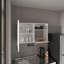 Armoire murale blanche de 40 pouces de large avec tablettes élégantes et rangement supplémentaire à hauteur de 5 paquets et 2 tablettes latérales pour économiser de l'espace