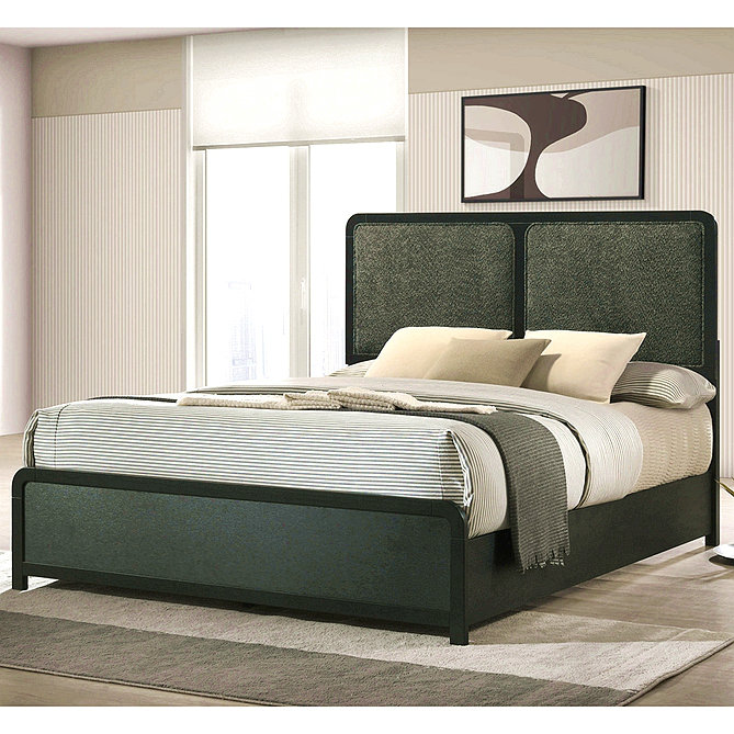 Grand lit tapissier noir Burton, Grand lit
