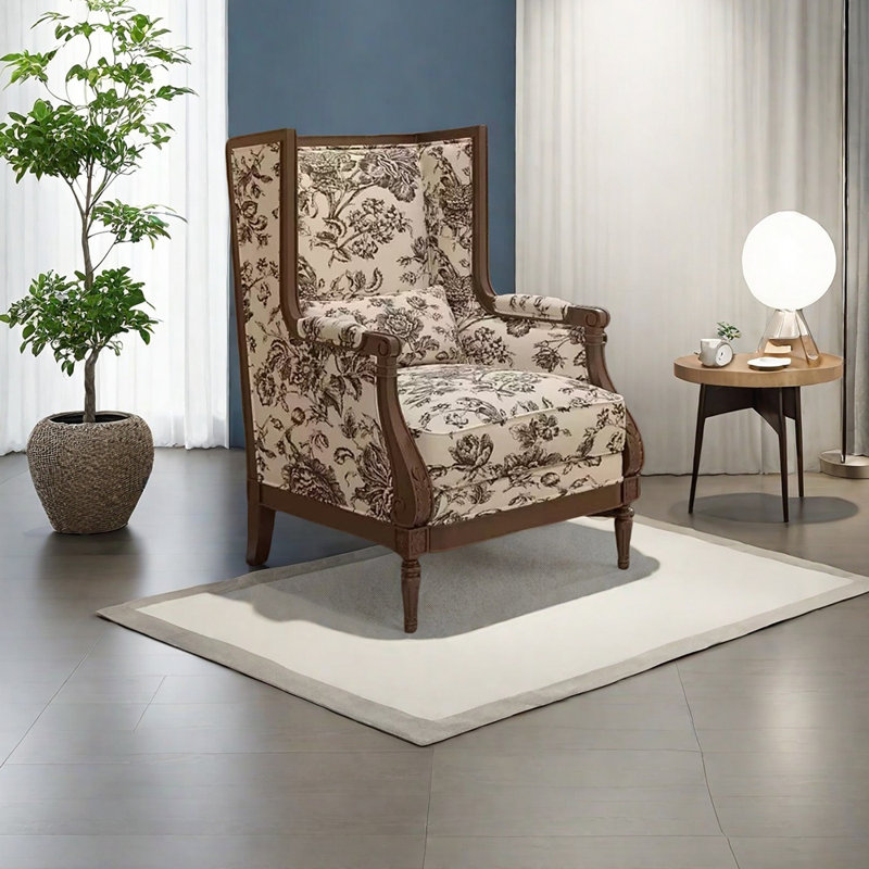 Chaise longue moderne en tissu jacquard simple, Beige/Brown, Brown