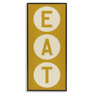 Retro Style Eat Circle Letters Sign by Ryan Fowler - Floater Frame Textual Art on Wood