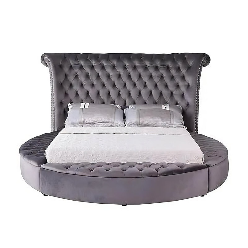 Lit-bateau tapissier Kassadi, Très grand, gris