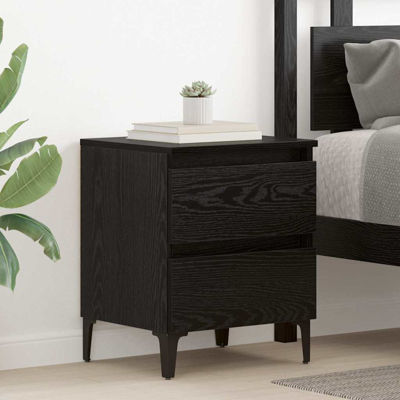 Bedside Cabinet 40 X 35 X 50 Cm Engineered Wood, Black Oak